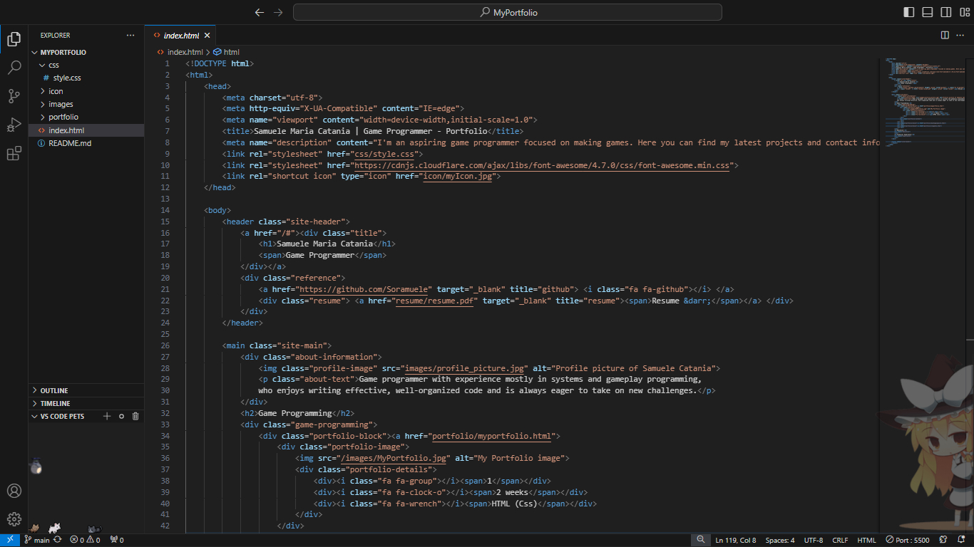 Portfolio html script